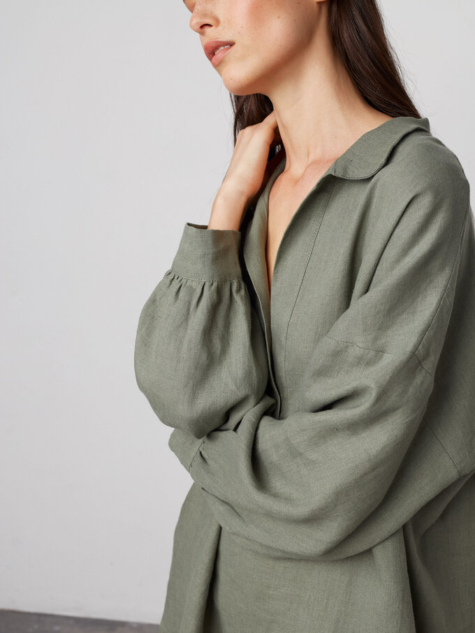 Image 4 of SKY Linen Beach Dress in Sage Green from ALBERALKIRK