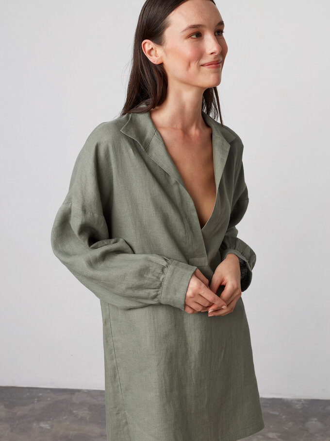 Image 5 of SKY Linen Beach Dress in Sage Green from ALBERALKIRK