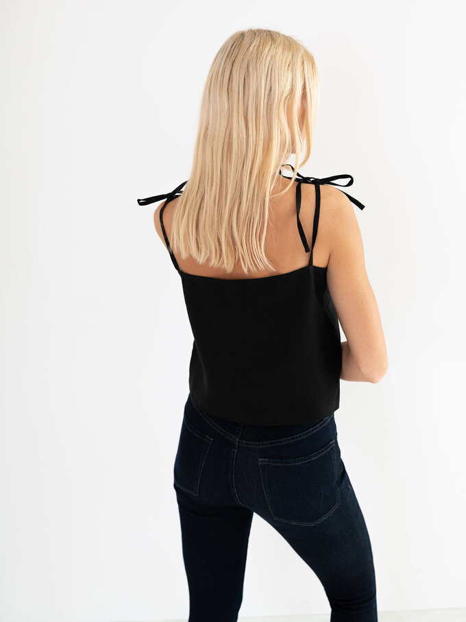 Image 5 of SOPHIE Linen Strap Top in Black from ALBERALKIRK