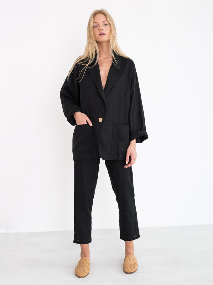 Image 1 of VALERIE Linen Blazer in Black from ALBERALKIRK