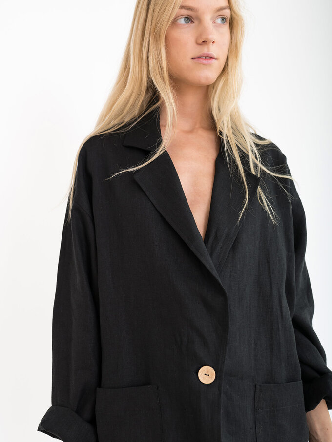 Image 2 of VALERIE Linen Blazer in Black from ALBERALKIRK
