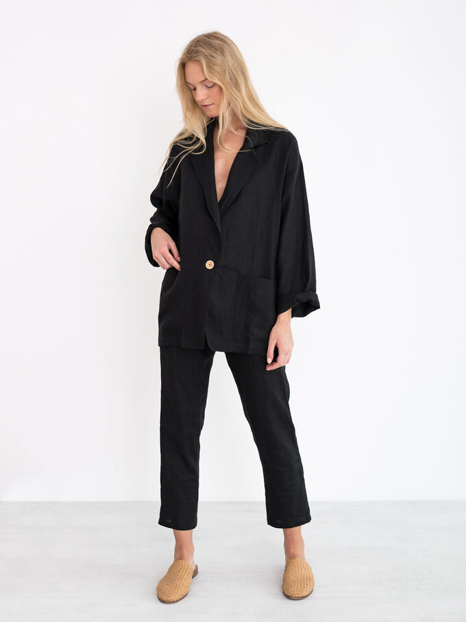 Image 4 of VALERIE Linen Blazer in Black from ALBERALKIRK