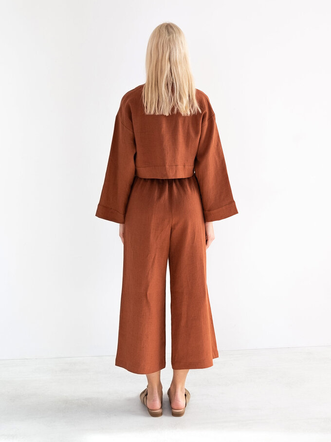 Image 6 of VICTORIA Linen Tie Front Top in Rust from ALBERALKIRK