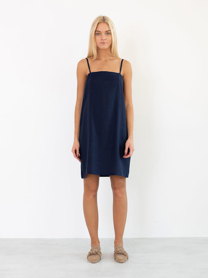 Image 2 of VIOLET Linen Slip Dress in Navy Blue from ALBERALKIRK