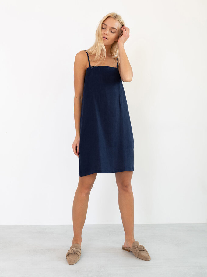 Image 3 of VIOLET Linen Slip Dress in Navy Blue from ALBERALKIRK