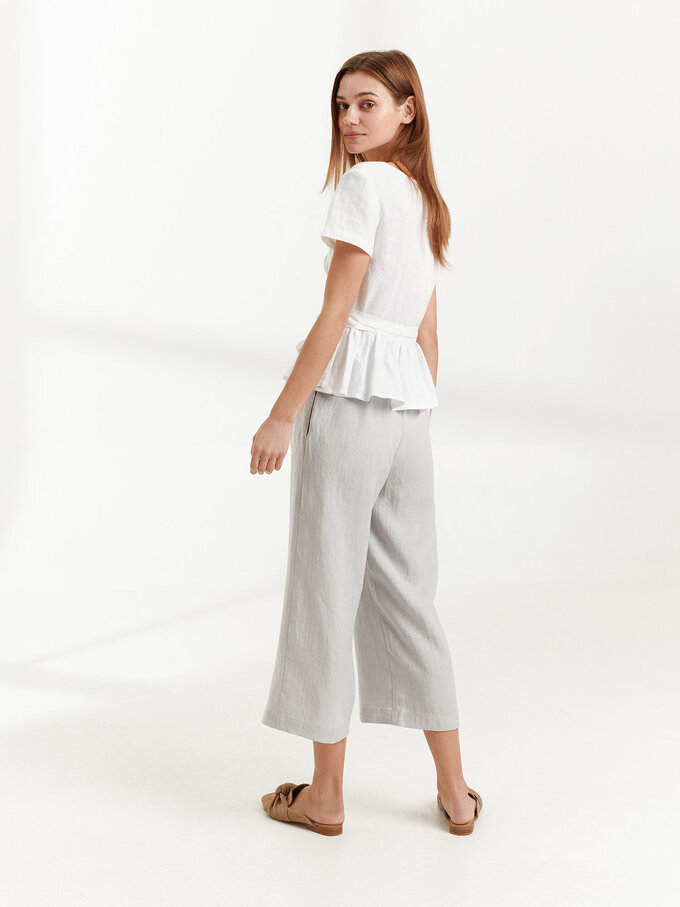 Image 5 of VIOLETA Linen Wrap top in White from ALBERALKIRK