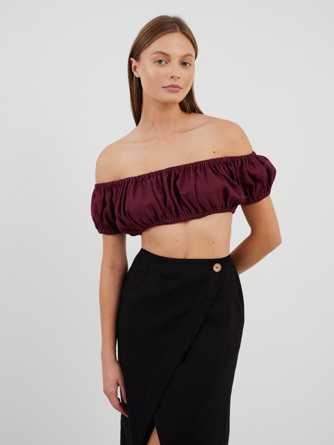 Image 3 of ABIGAIL Linen Wrap Skirt in Black from ALBERALKIRK
