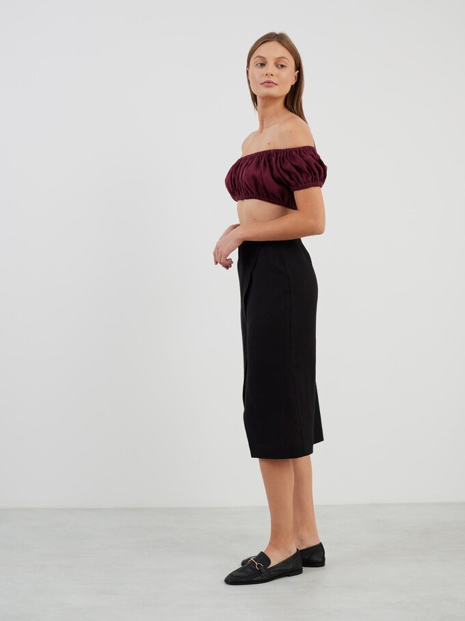 Image 4 of ABIGAIL Linen Wrap Skirt in Black from ALBERALKIRK