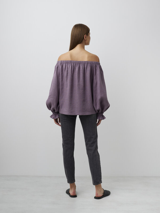 Image 5 of ALICE Off Shoulder Linen Top in Lavender Violet from Love and Confuse