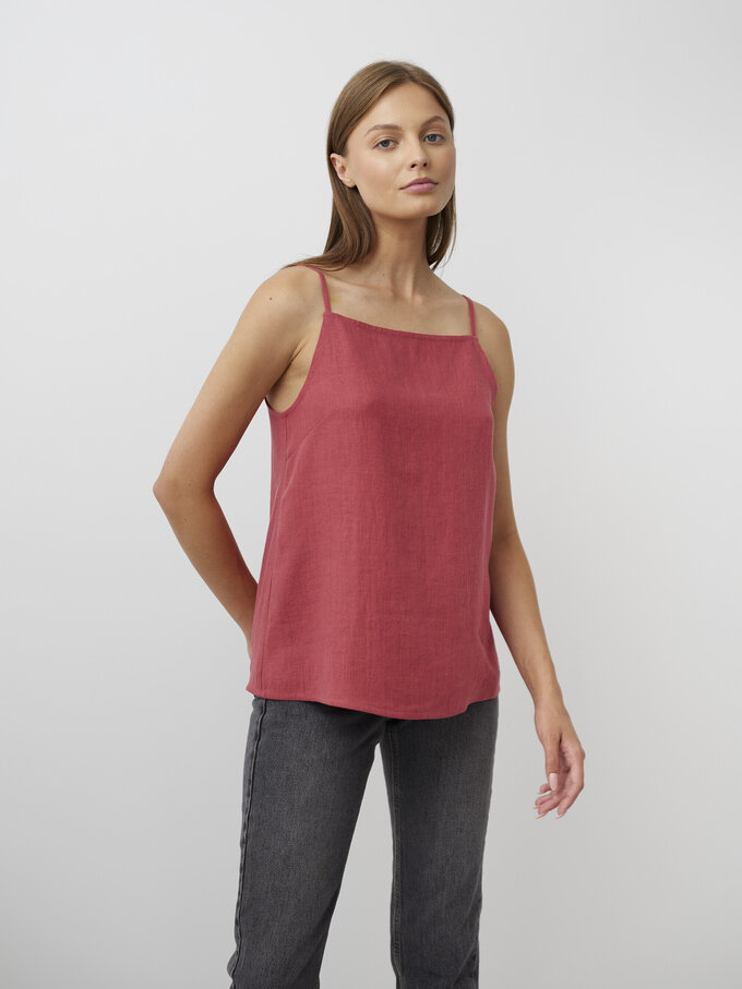 Image 1 of AMBER Linen Strap Top in Raspberry from Love and Confuse