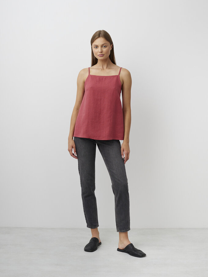 Image 2 of AMBER Linen Strap Top in Raspberry from Love and Confuse