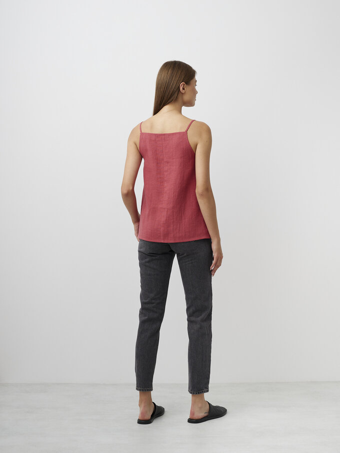Image 5 of AMBER Linen Strap Top in Raspberry from Love and Confuse