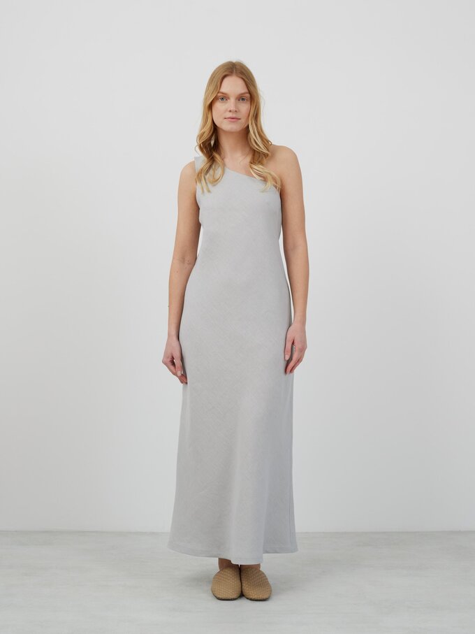 Bild 2 von ANGELINA One-Shoulder Leinen Maxikleid in Wolkengrau von Love and Confuse