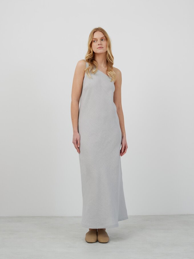 Bild 4 von ANGELINA One-Shoulder Leinen Maxikleid in Wolkengrau von Love and Confuse