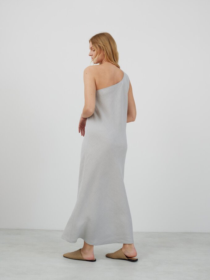 Bild 5 von ANGELINA One-Shoulder Leinen Maxikleid in Wolkengrau von Love and Confuse