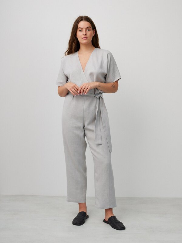 Image 1 of AURORA Linen Jumpsuit in Cloudy Grey from ALBERALKIRK