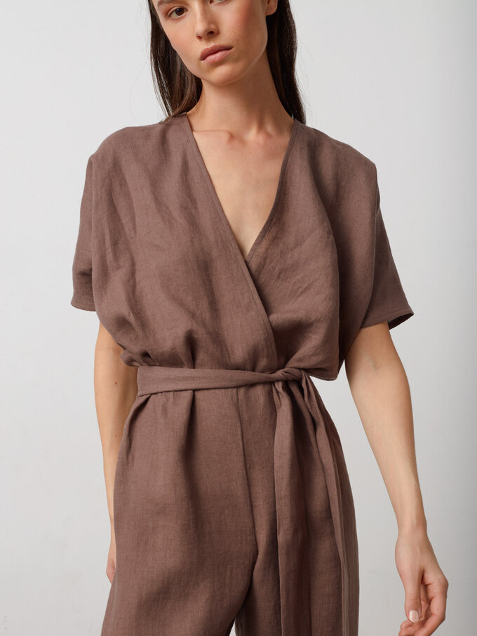 Image 3 of AURORA Linen Jumpsuit in Cocoa from Love and Confuse
