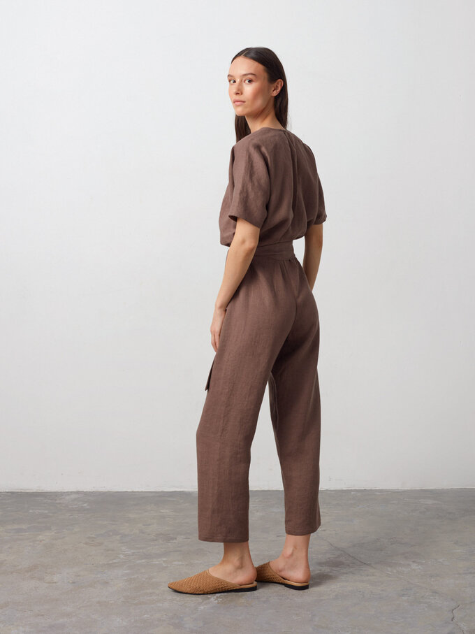 Image 6 of AURORA Linen Jumpsuit in Cocoa from Love and Confuse