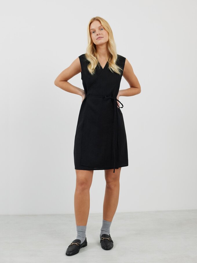 Bild 2 von BROOKE Trägerloses Leinenwickelkleid in Schwarz von ALBERALKIRK