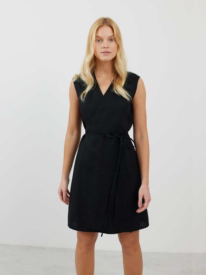 Bild 3 von BROOKE Trägerloses Leinenwickelkleid in Schwarz von ALBERALKIRK