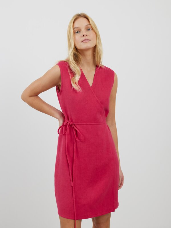 Bild 1 von BROOKE Trägerloses Leinenwickelkleid in Leuchtendes Himbeerrot von ALBERALKIRK