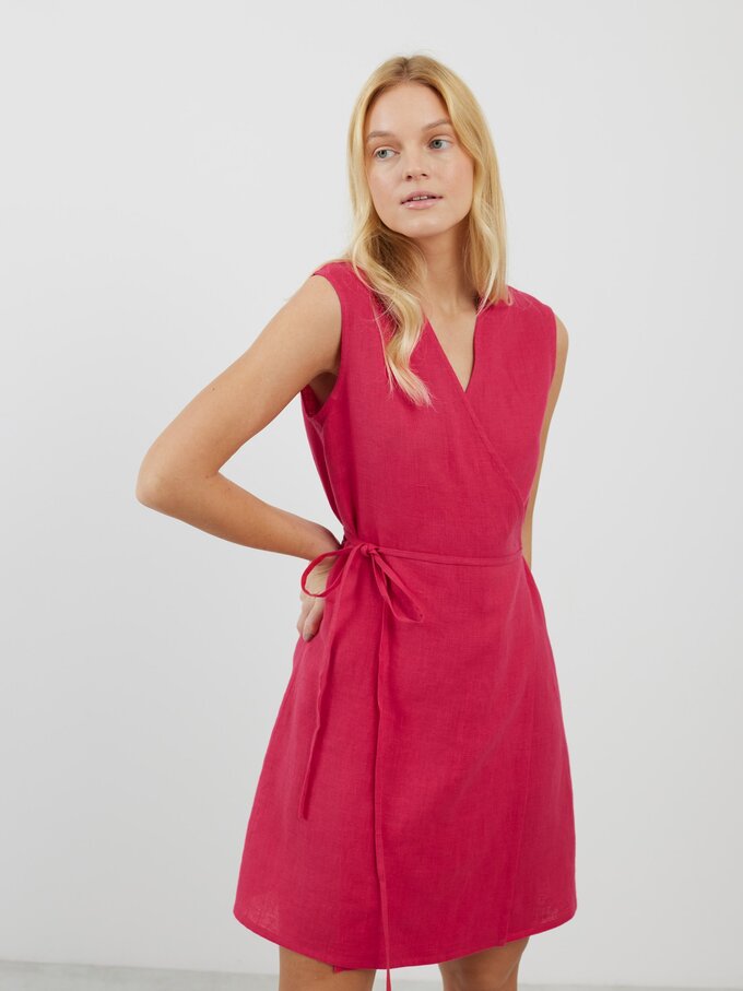 Bild 3 von BROOKE Trägerloses Leinenwickelkleid in Leuchtendes Himbeerrot von ALBERALKIRK