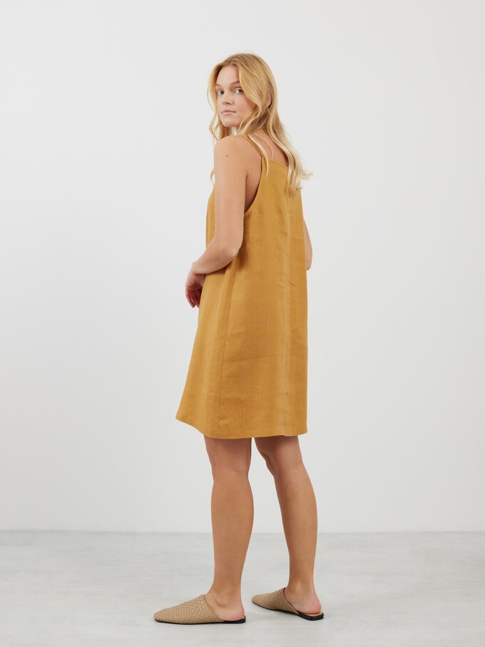 Bild 4 von DEVON - Elegantes Leinenkleid mit Spaghettiträgern in Honiggelb von ALBERALKIRK