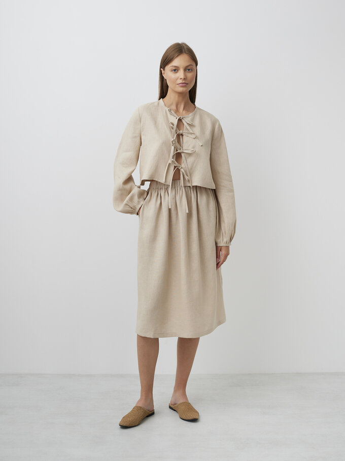 Bild 2 von ELLE Leinenrock mit Raffung in Beige, you can also choose other colors above von ALBERALKIRK