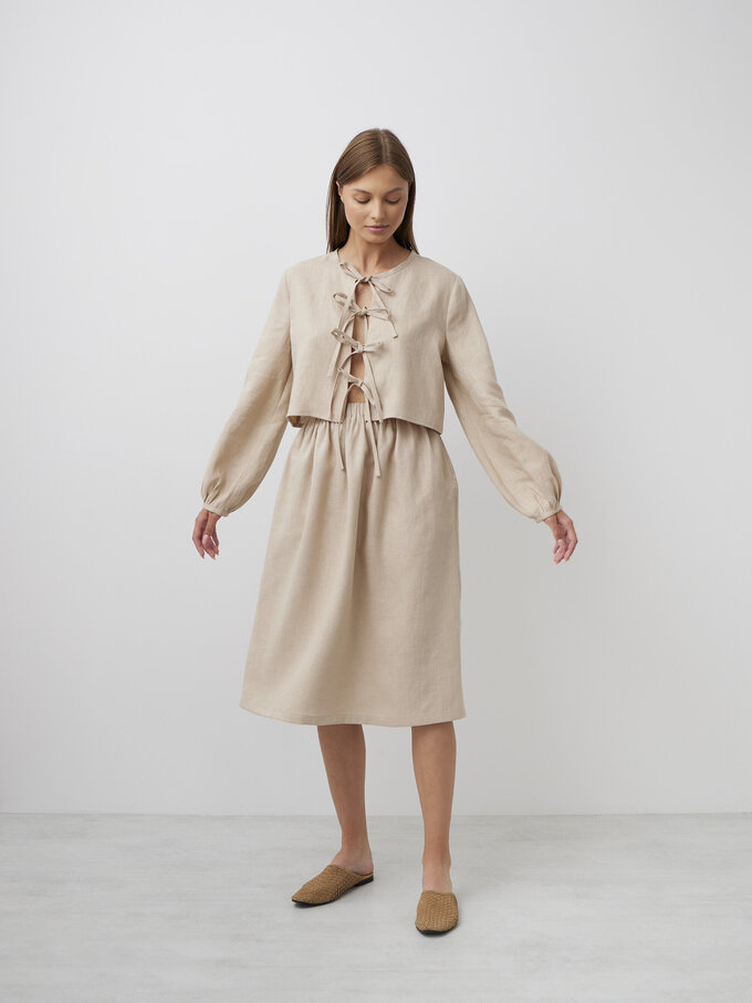 Bild 3 von ELLE Leinenrock mit Raffung in Beige, you can also choose other colors above von ALBERALKIRK