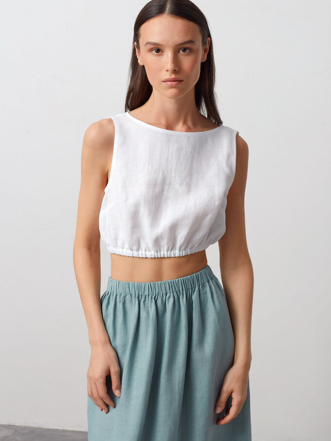 Image 5 of ELLE Long Linen Skirt in Dark Turquoise from ALBERALKIRK
