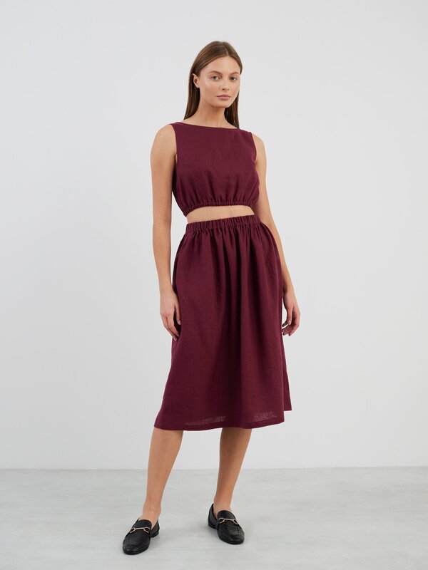 Image 1 of ELLE Long Linen Skirt in Eggplant from ALBERALKIRK