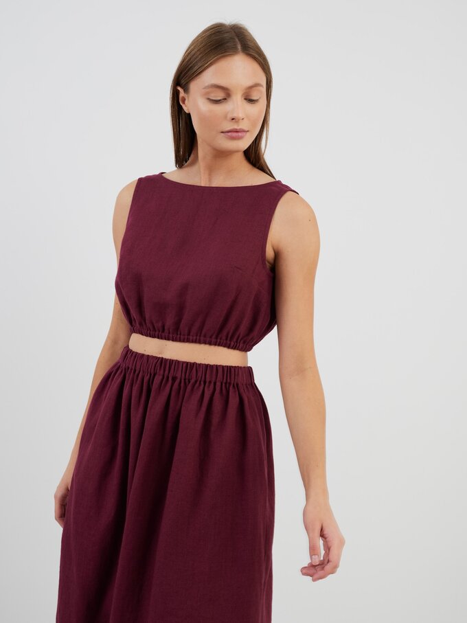 Image 4 of ELLE Long Linen Skirt in Eggplant from ALBERALKIRK