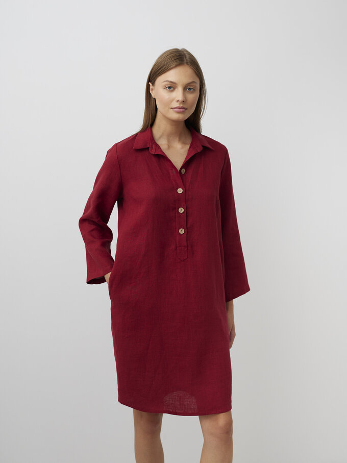 Bild 2 von GIANNA Leinen Tunika Kleid in Cherry Red, you can also choose other colors above von ALBERALKIRK