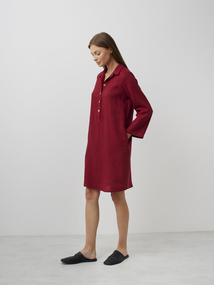 Bild 3 von GIANNA Leinen Tunika Kleid in Cherry Red, you can also choose other colors above von ALBERALKIRK