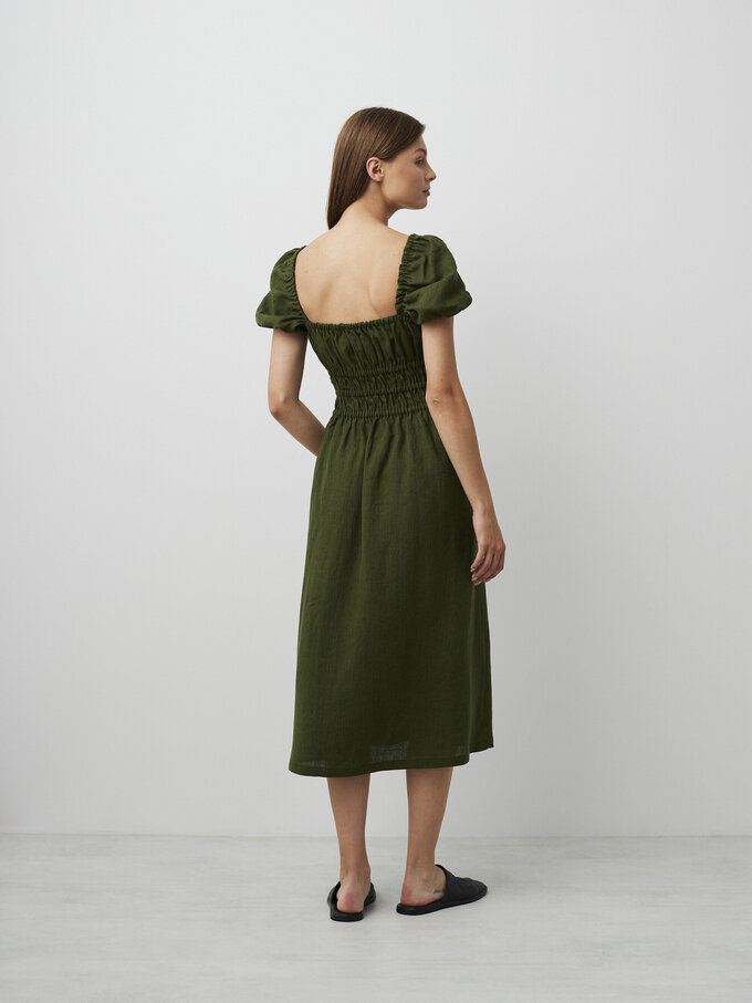 Bild 6 von HOLIDAY Leinenkleid mit Puffärmeln in Forest Green, you can also choose other colors above von ALBERALKIRK