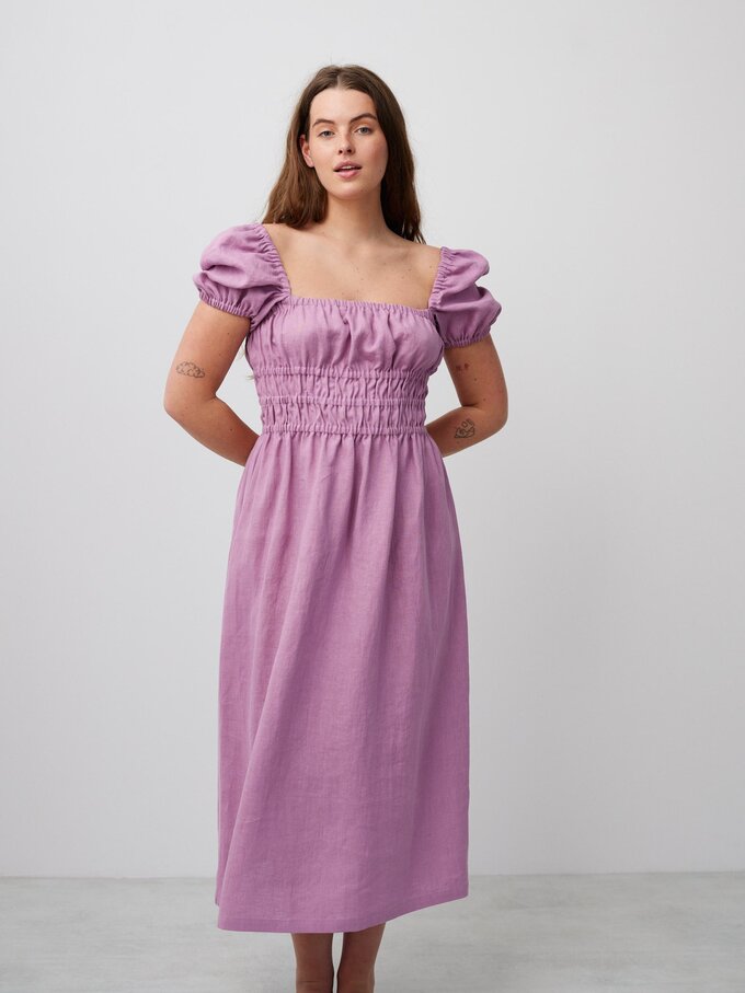 Bild 2 von HOLIDAY Leinenkleid mit Puffärmeln in Leuchtendes Orchideenlila von ALBERALKIRK