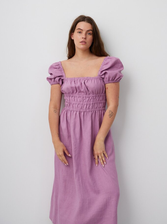 Bild 3 von HOLIDAY Leinenkleid mit Puffärmeln in Leuchtendes Orchideenlila von ALBERALKIRK