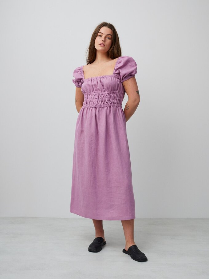 Bild 4 von HOLIDAY Leinenkleid mit Puffärmeln in Leuchtendes Orchideenlila von ALBERALKIRK