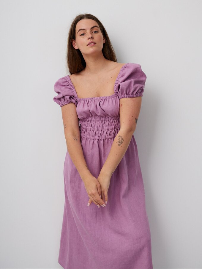 Bild 5 von HOLIDAY Leinenkleid mit Puffärmeln in Leuchtendes Orchideenlila von ALBERALKIRK