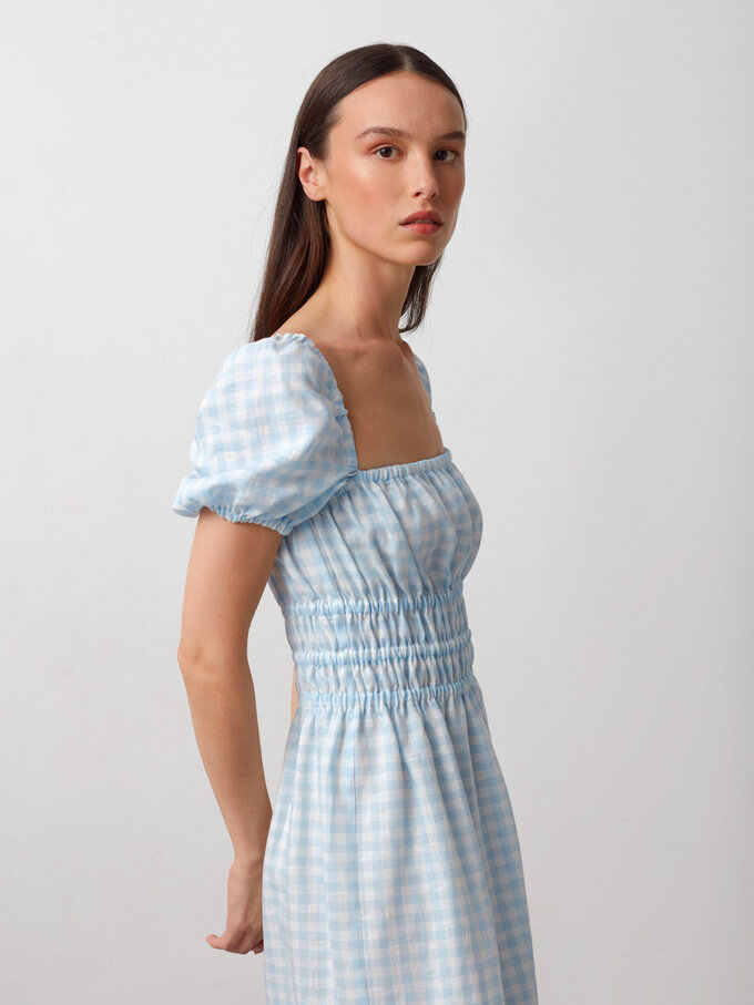 Bild 3 von HOLIDAY Leinenkleid mit Puffärmeln in Light Blue Gingham, you can also choose other colors above von ALBERALKIRK
