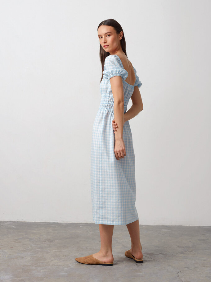 Bild 6 von HOLIDAY Leinenkleid mit Puffärmeln in Light Blue Gingham, you can also choose other colors above von ALBERALKIRK