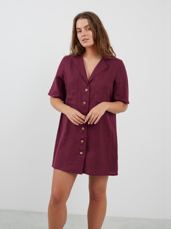 Bild 1 von IDA Hemdkleid aus Leinen in Aubergine von ALBERALKIRK