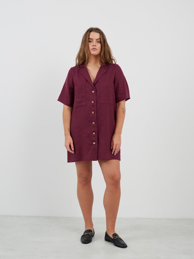 Bild 2 von IDA Hemdkleid aus Leinen in Aubergine von ALBERALKIRK