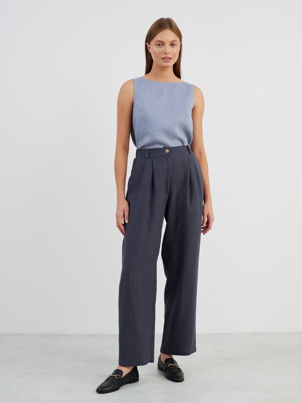 Image 1 of JAMES Linen Tailored Pants in Dark Grey from ALBERALKIRK