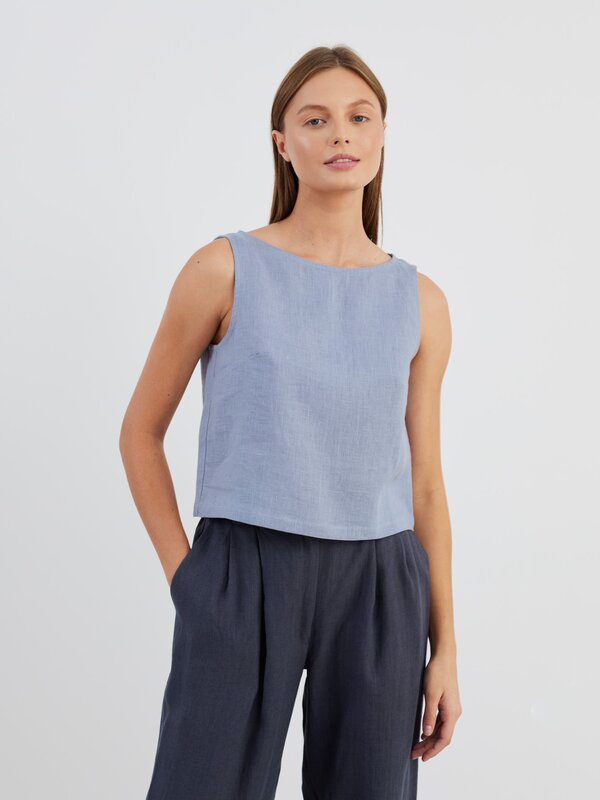 Bild 1 von SONATE Leinen-Tanktop in Horizontblau von ALBERALKIRK