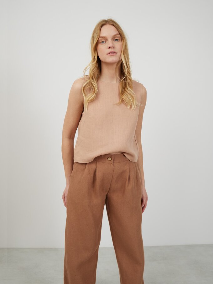 Image 2 of JAMES Linen Tailored Pants in Heavy Brown from ALBERALKIRK