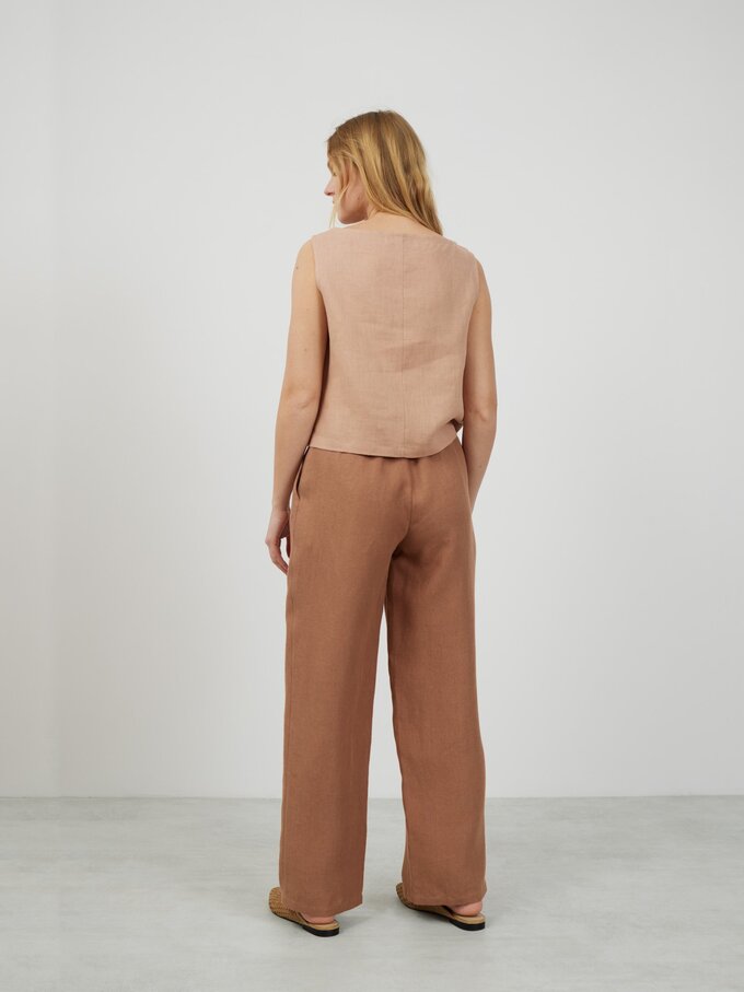 Image 4 of JAMES Linen Tailored Pants in Heavy Brown from ALBERALKIRK