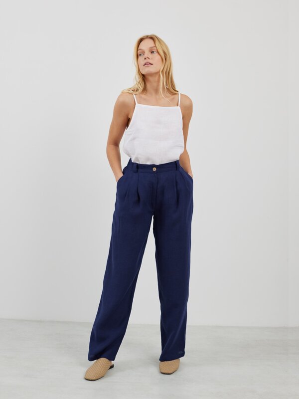 Bild 1 von JAMES - Elegante Leinenhose in Marineblau von ALBERALKIRK