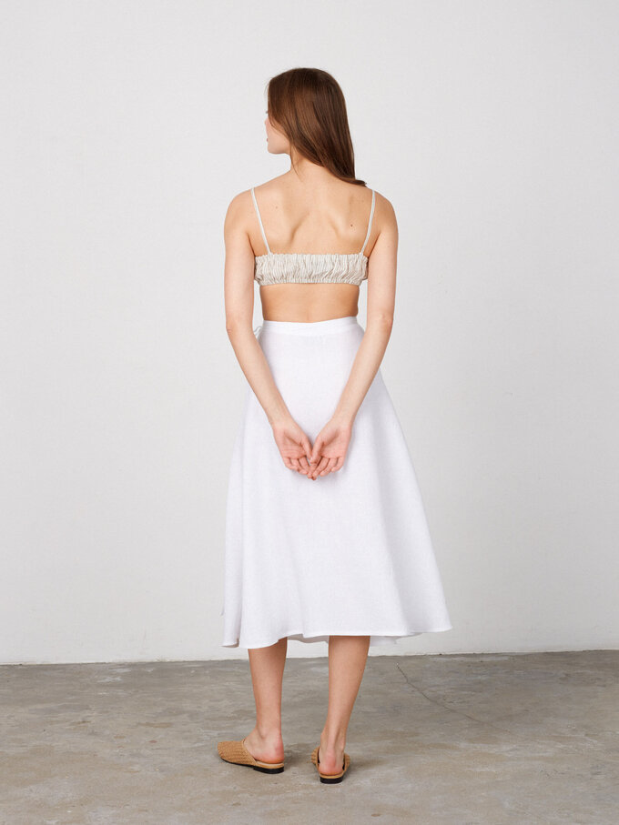 Image 4 of KENZIE Linen Wrap Skirt in White from ALBERALKIRK