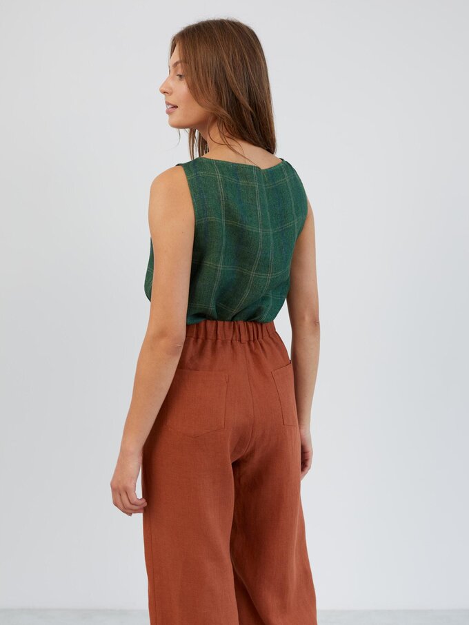 Image 5 of Cropped Wide Leg Linen Pants in Rust OCEAN from ALBERALKIRK | Handmade Linen Clothing for Women